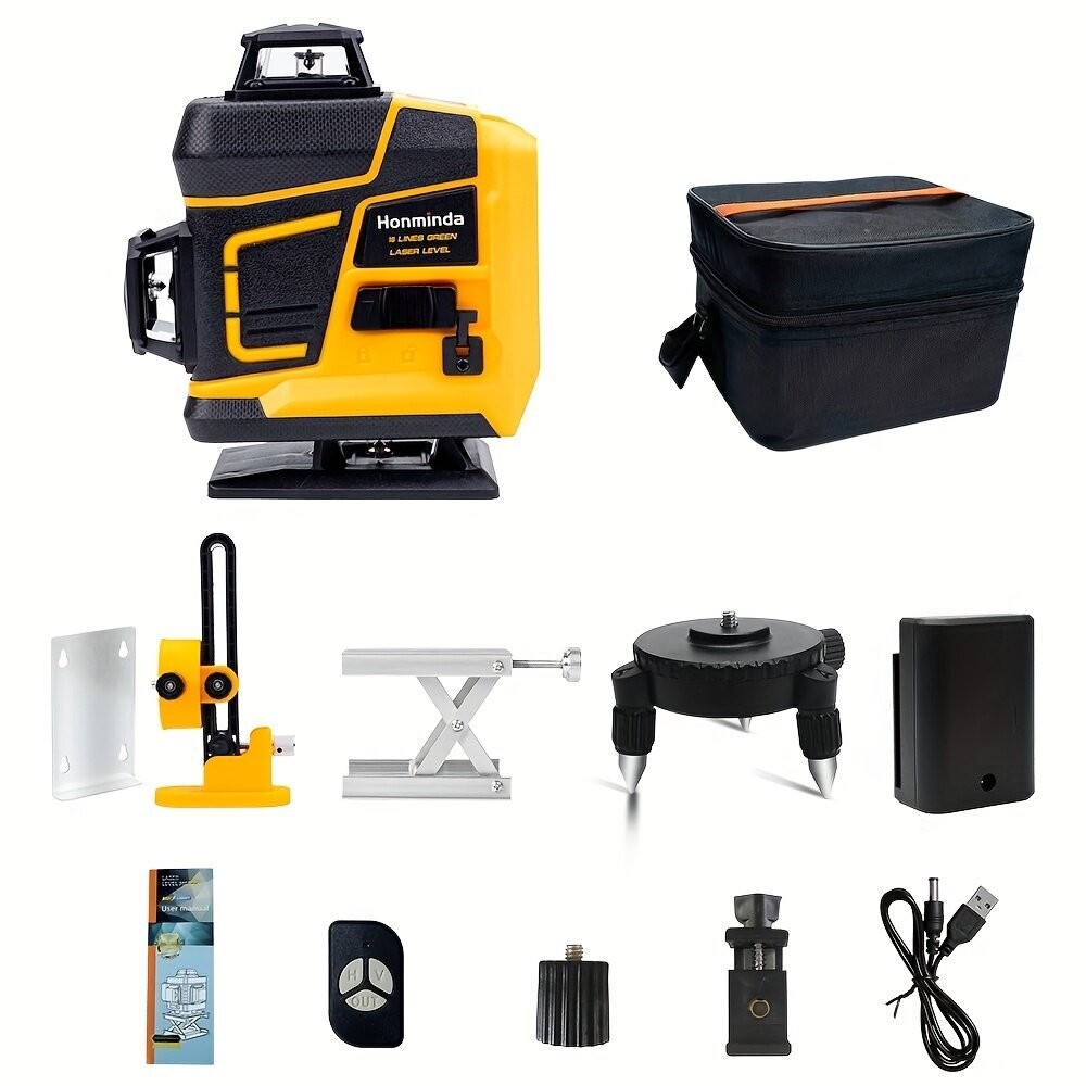 Honminda 4D 16-Lines Green Rotary Laser Level 360° Auto Levelling – Model 16H1